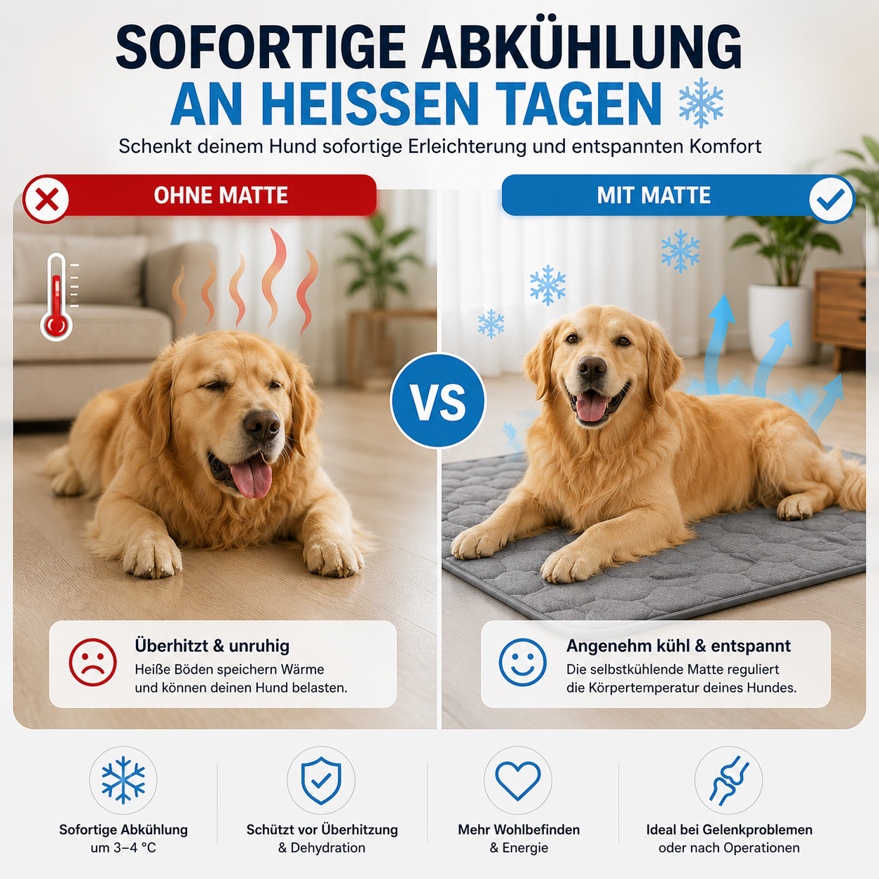 Selbstkühlende Kühlmatte für Hunde & Katzen | Kühlender Liegeplatz für heiße Sommertage