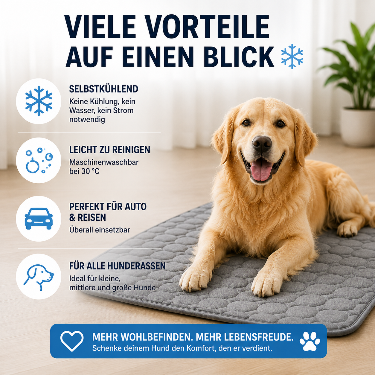 Selbstkühlende Kühlmatte für Hunde & Katzen | Kühlender Liegeplatz für heiße Sommertage