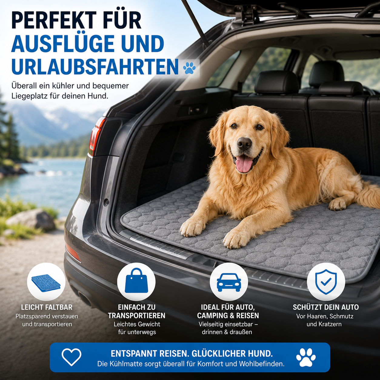 Selbstkühlende Kühlmatte für Hunde & Katzen | Kühlender Liegeplatz für heiße Sommertage