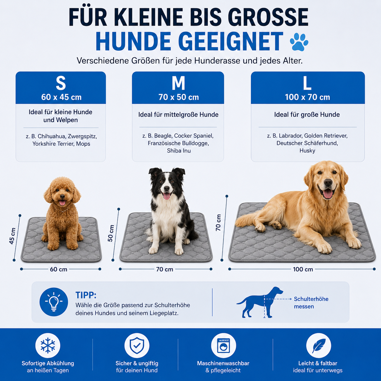 Selbstkühlende Kühlmatte für Hunde & Katzen | Kühlender Liegeplatz für heiße Sommertage