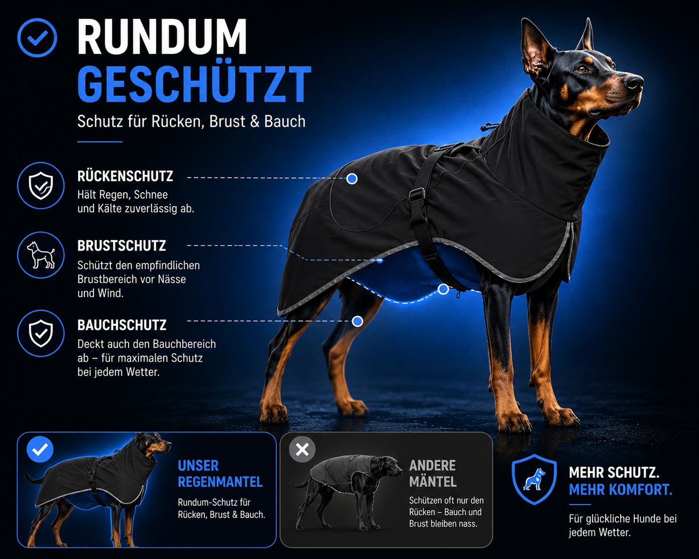 Wasserdichter Hunderegenmantel – Trocken durch Regen, Wind & Matsch