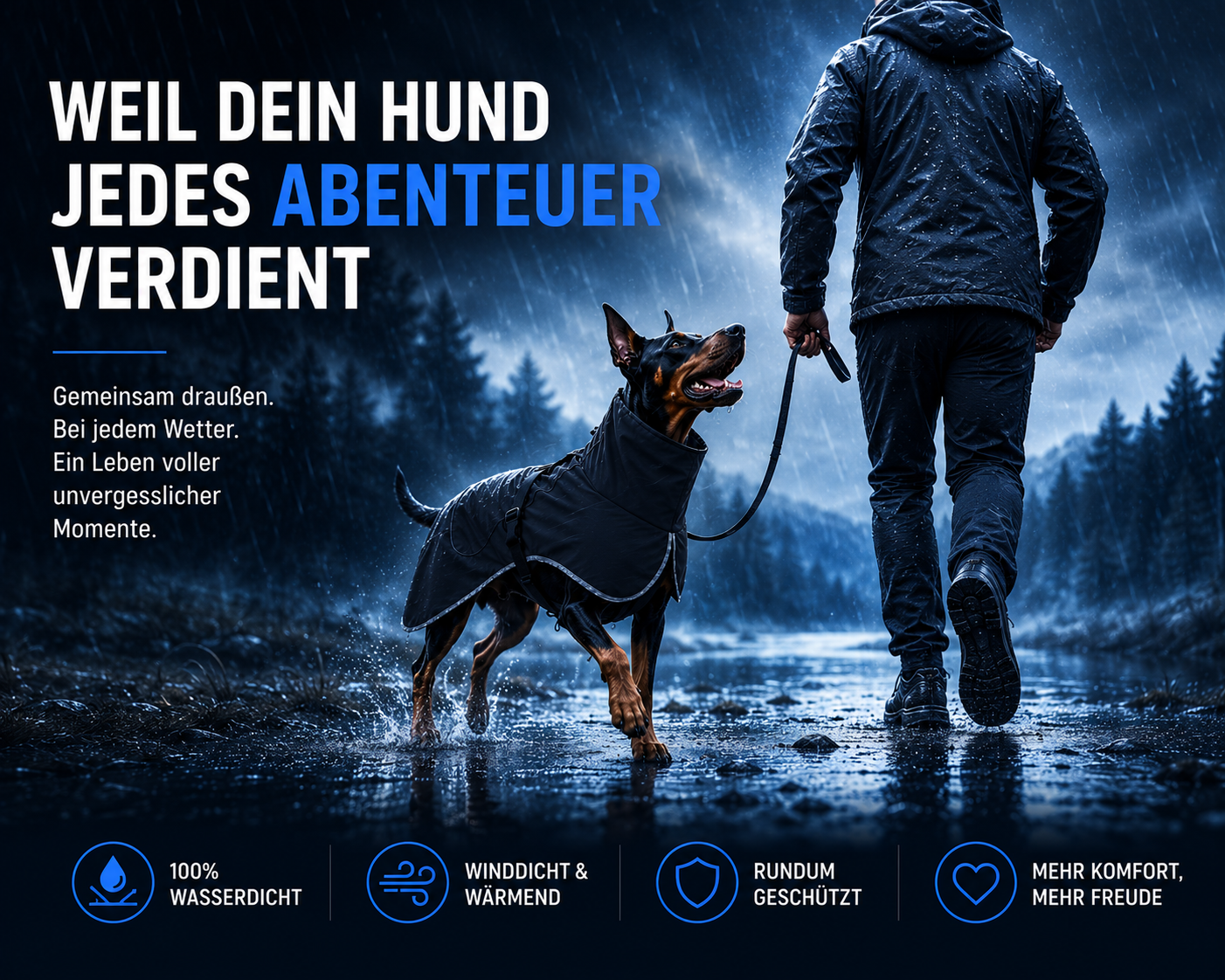Wasserdichter Hunderegenmantel – Trocken durch Regen, Wind & Matsch
