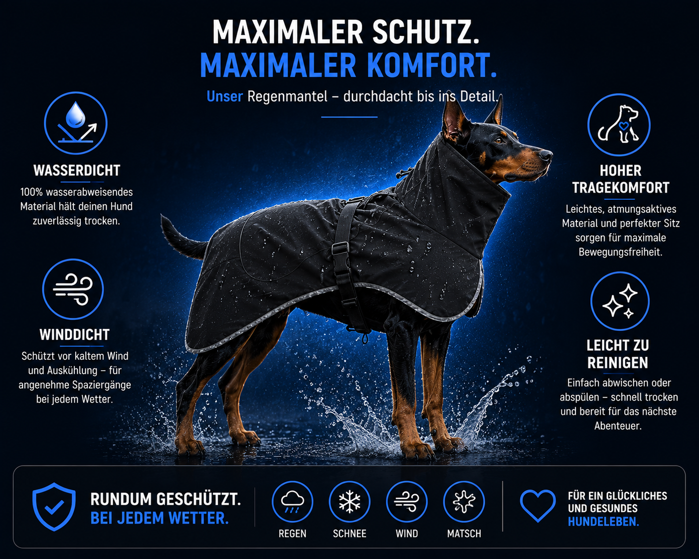Wasserdichter Hunderegenmantel – Trocken durch Regen, Wind & Matsch