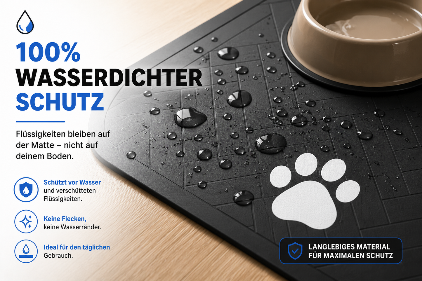 Wasserdichte Futtermatte – Schluss mit Wasser & Futterresten