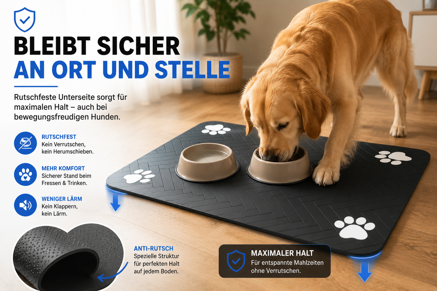 Wasserdichte Futtermatte – Schluss mit Wasser & Futterresten