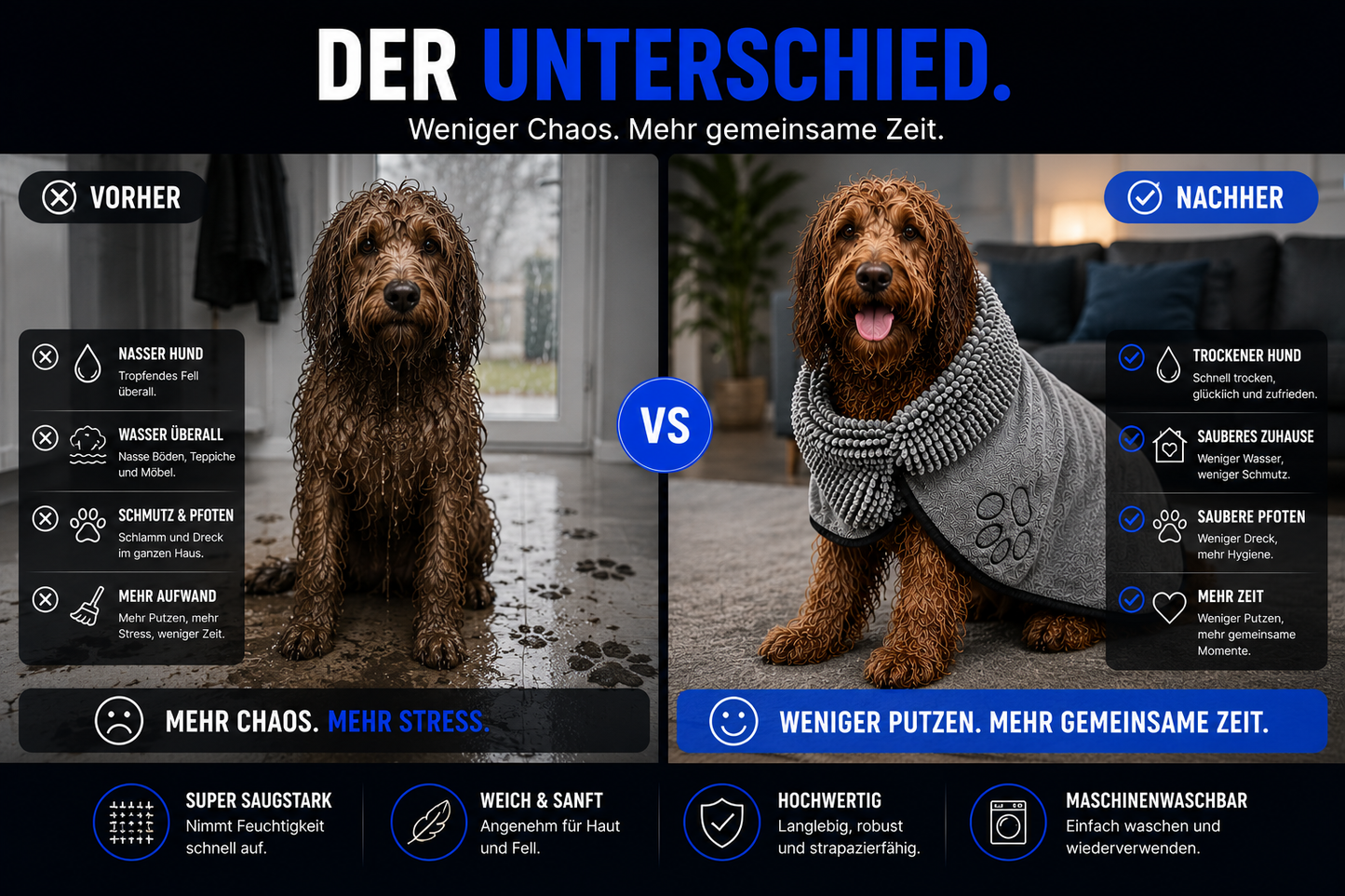 Das Hunde-Handtuch für saubere Böden und glückliche Vierbeiner