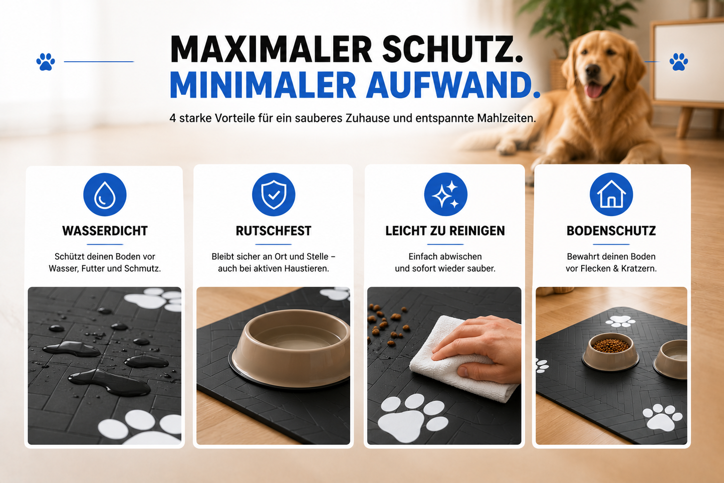 Wasserdichte Futtermatte – Schluss mit Wasser & Futterresten