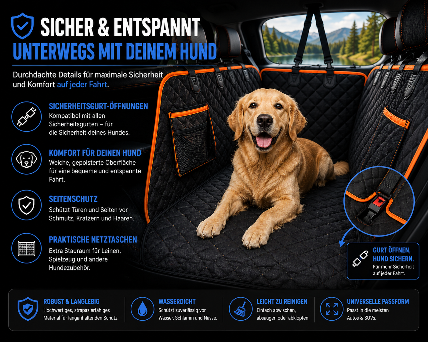 Premium Autoschutz für Hunde – Sauber unterwegs, jederzeit