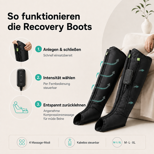 MES. Recovery Boots – Luftdruck-Beinmassage mit Kompression & Knetfunktion