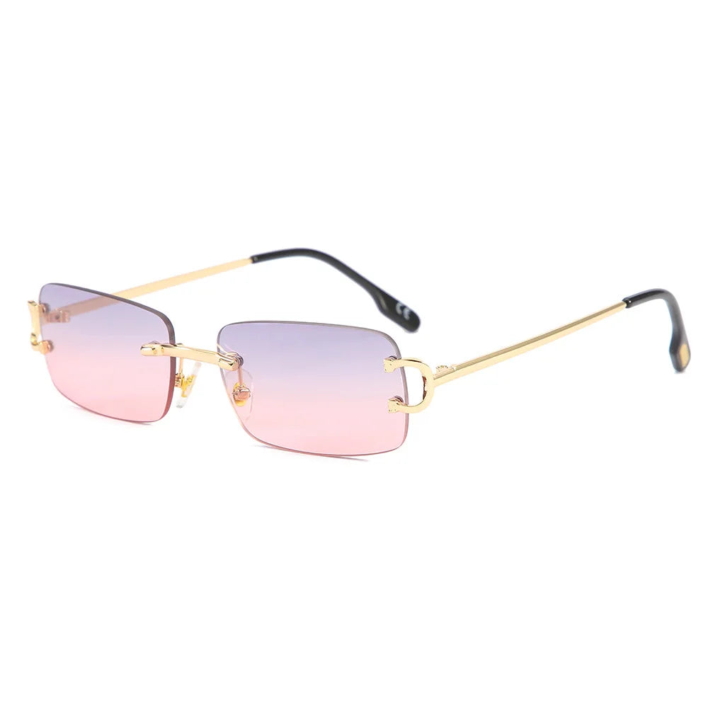 Vintage Square Rimless Sunglasses Women 2025 Luxury Brand Designer Popular Small Rectangle Gradient Sun Glasses Fashion Shades