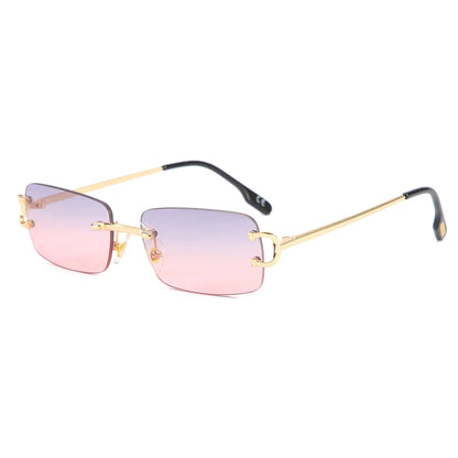Vintage Square Rimless Sunglasses Women 2025 Luxury Brand Designer Popular Small Rectangle Gradient Sun Glasses Fashion Shades