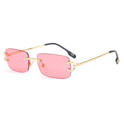 Vintage Square Rimless Sunglasses Women 2025 Luxury Brand Designer Popular Small Rectangle Gradient Sun Glasses Fashion Shades