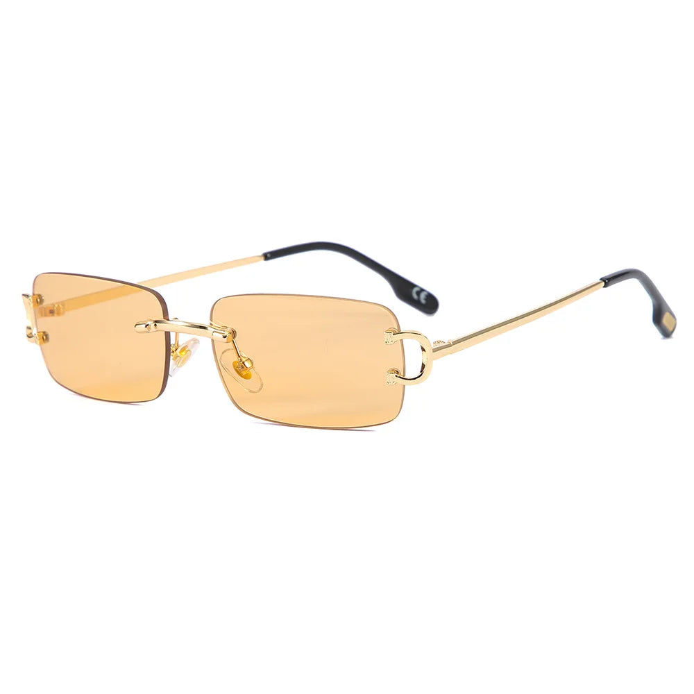 Vintage Square Rimless Sunglasses Women 2025 Luxury Brand Designer Popular Small Rectangle Gradient Sun Glasses Fashion Shades