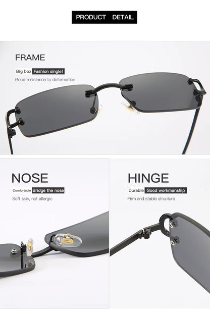 Vintage Square Rimless Sunglasses Women 2025 Luxury Brand Designer Popular Small Rectangle Gradient Sun Glasses Fashion Shades