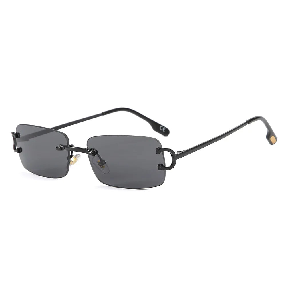 Vintage Square Rimless Sunglasses Women 2025 Luxury Brand Designer Popular Small Rectangle Gradient Sun Glasses Fashion Shades