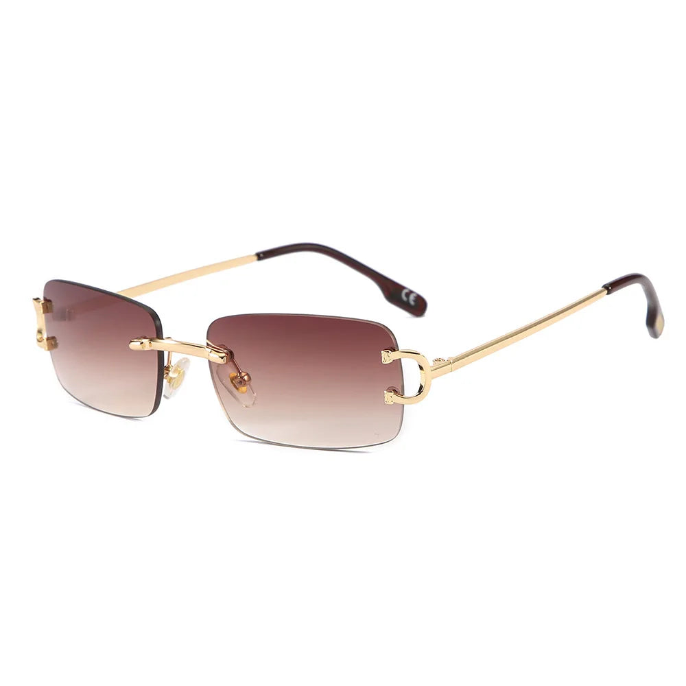 Vintage Square Rimless Sunglasses Women 2025 Luxury Brand Designer Popular Small Rectangle Gradient Sun Glasses Fashion Shades