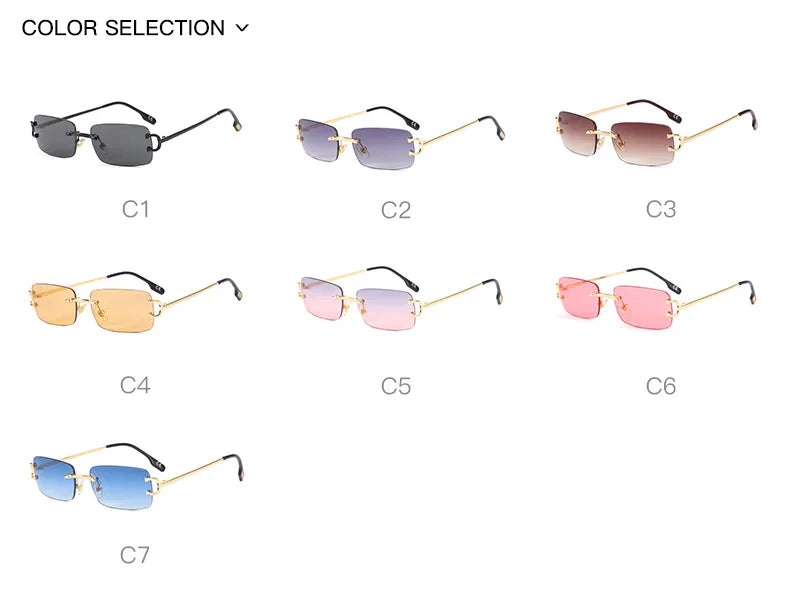 Vintage Square Rimless Sunglasses Women 2025 Luxury Brand Designer Popular Small Rectangle Gradient Sun Glasses Fashion Shades