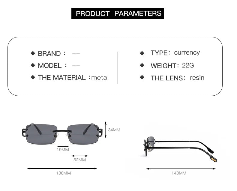 Vintage Square Rimless Sunglasses Women 2025 Luxury Brand Designer Popular Small Rectangle Gradient Sun Glasses Fashion Shades