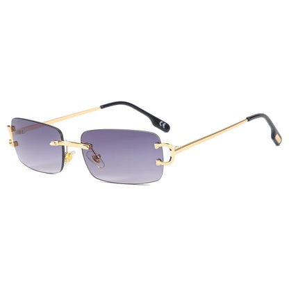 Vintage Square Rimless Sunglasses Women 2025 Luxury Brand Designer Popular Small Rectangle Gradient Sun Glasses Fashion Shades