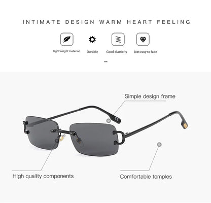 Vintage Square Rimless Sunglasses Women 2025 Luxury Brand Designer Popular Small Rectangle Gradient Sun Glasses Fashion Shades
