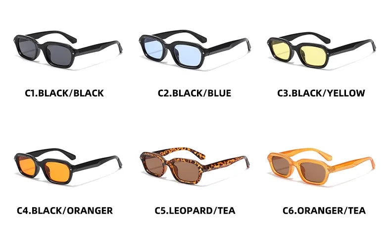 DGTQYQ Beach Sunglasses Man Summer Orange Sun Glasses UV400 Narrow Frame Square Punk Sunglasses Show lentes de sol hombre