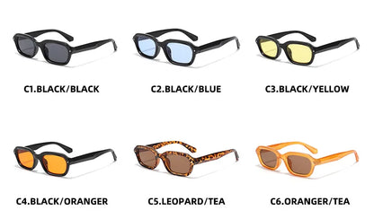 DGTQYQ Beach Sunglasses Man Summer Orange Sun Glasses UV400 Narrow Frame Square Punk Sunglasses Show lentes de sol hombre