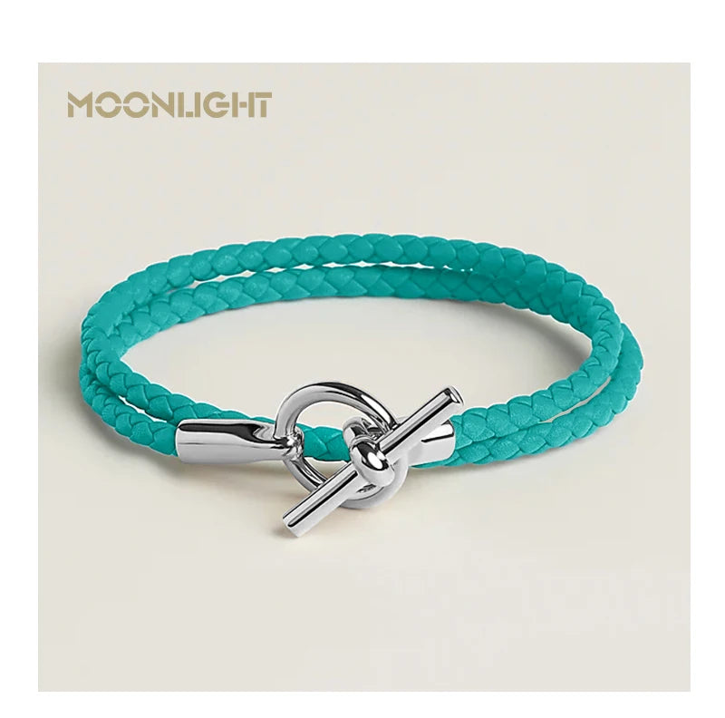 MOONLIGHT Classic Leather Doublelayer Bracelets for Woman High Quality Bracelet Fashion Couple Jewelry Gifts 11 Colors Wholesale