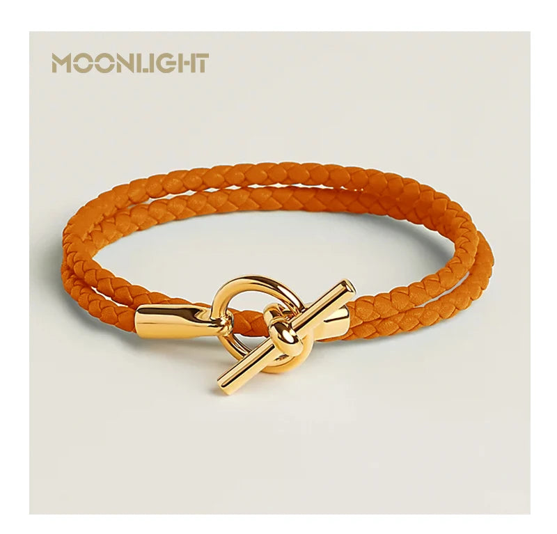 MOONLIGHT Classic Leather Doublelayer Bracelets for Woman High Quality Bracelet Fashion Couple Jewelry Gifts 11 Colors Wholesale