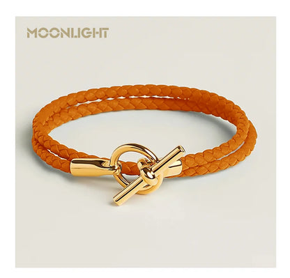 MOONLIGHT Classic Leather Doublelayer Bracelets for Woman High Quality Bracelet Fashion Couple Jewelry Gifts 11 Colors Wholesale