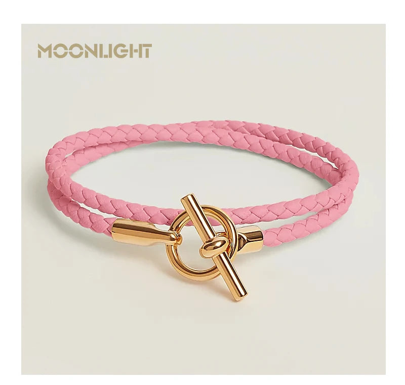 MOONLIGHT Classic Leather Doublelayer Bracelets for Woman High Quality Bracelet Fashion Couple Jewelry Gifts 11 Colors Wholesale