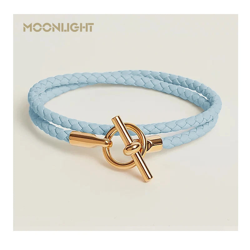 MOONLIGHT Classic Leather Doublelayer Bracelets for Woman High Quality Bracelet Fashion Couple Jewelry Gifts 11 Colors Wholesale