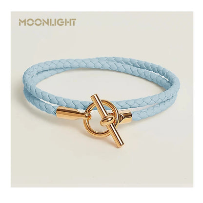 MOONLIGHT Classic Leather Doublelayer Bracelets for Woman High Quality Bracelet Fashion Couple Jewelry Gifts 11 Colors Wholesale
