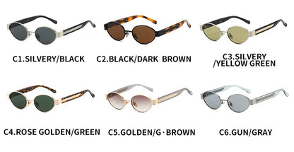 Retro Oval Metal Rivets Women Luxury Sunglasses Fashion Punk Shades UV400 Trending Men Gradient Sun Glasses