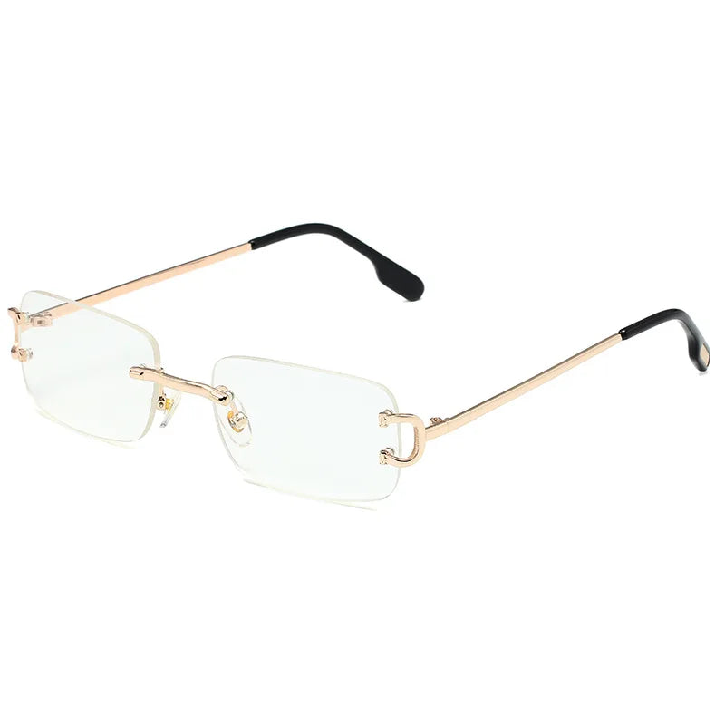 Vintage Square Rimless Sunglasses Women 2025 Luxury Brand Designer Popular Small Rectangle Gradient Sun Glasses Fashion Shades