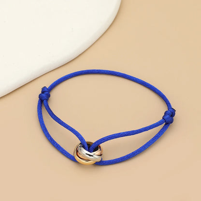 Simple Fashion Unisex Bracelet 3 Metal Round Circle Accessory Adjustable Men's Rope Bracelet for Women Jewelry Gifts