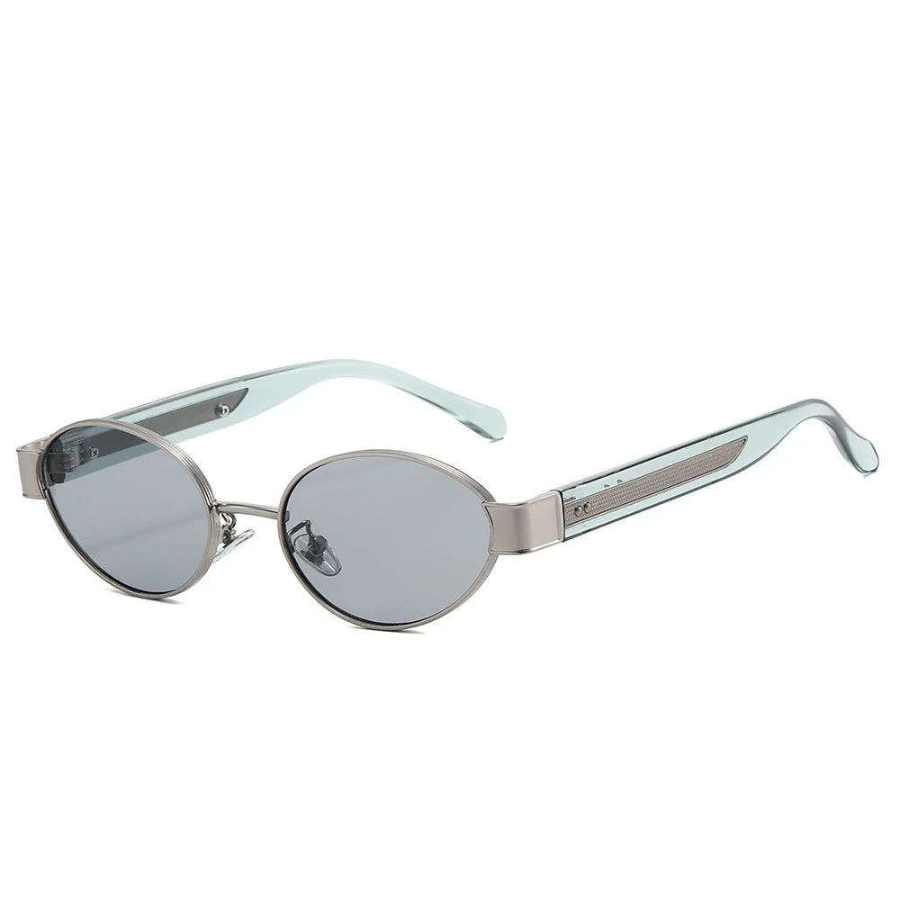 Retro Oval Metal Rivets Women Luxury Sunglasses Fashion Punk Shades UV400 Trending Men Gradient Sun Glasses