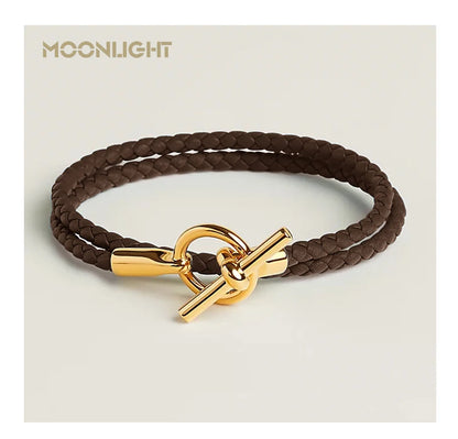 MOONLIGHT Classic Leather Doublelayer Bracelets for Woman High Quality Bracelet Fashion Couple Jewelry Gifts 11 Colors Wholesale