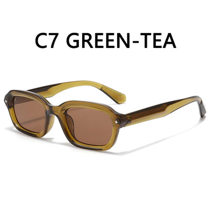 DGTQYQ Beach Sunglasses Man Summer Orange Sun Glasses UV400 Narrow Frame Square Punk Sunglasses Show lentes de sol hombre