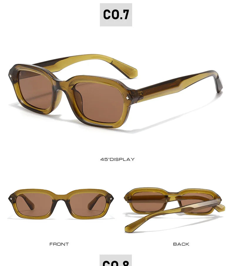DGTQYQ Beach Sunglasses Man Summer Orange Sun Glasses UV400 Narrow Frame Square Punk Sunglasses Show lentes de sol hombre