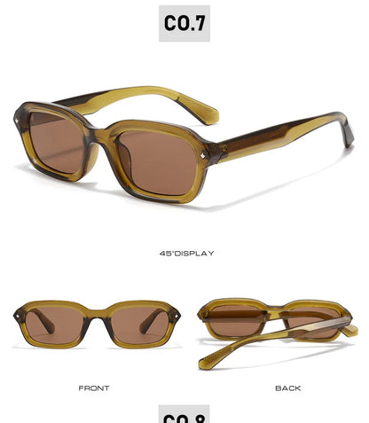 DGTQYQ Beach Sunglasses Man Summer Orange Sun Glasses UV400 Narrow Frame Square Punk Sunglasses Show lentes de sol hombre