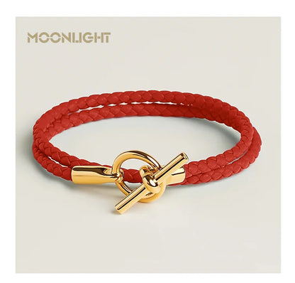 MOONLIGHT Classic Leather Doublelayer Bracelets for Woman High Quality Bracelet Fashion Couple Jewelry Gifts 11 Colors Wholesale
