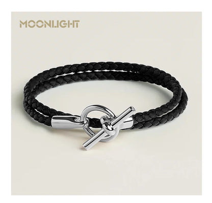 MOONLIGHT Classic Leather Doublelayer Bracelets for Woman High Quality Bracelet Fashion Couple Jewelry Gifts 11 Colors Wholesale