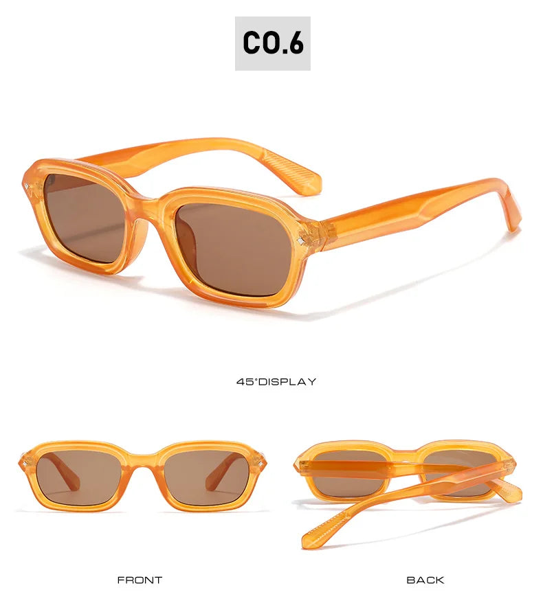 DGTQYQ Beach Sunglasses Man Summer Orange Sun Glasses UV400 Narrow Frame Square Punk Sunglasses Show lentes de sol hombre