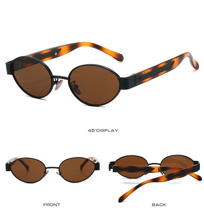 Retro Oval Metal Rivets Women Luxury Sunglasses Fashion Punk Shades UV400 Trending Men Gradient Sun Glasses