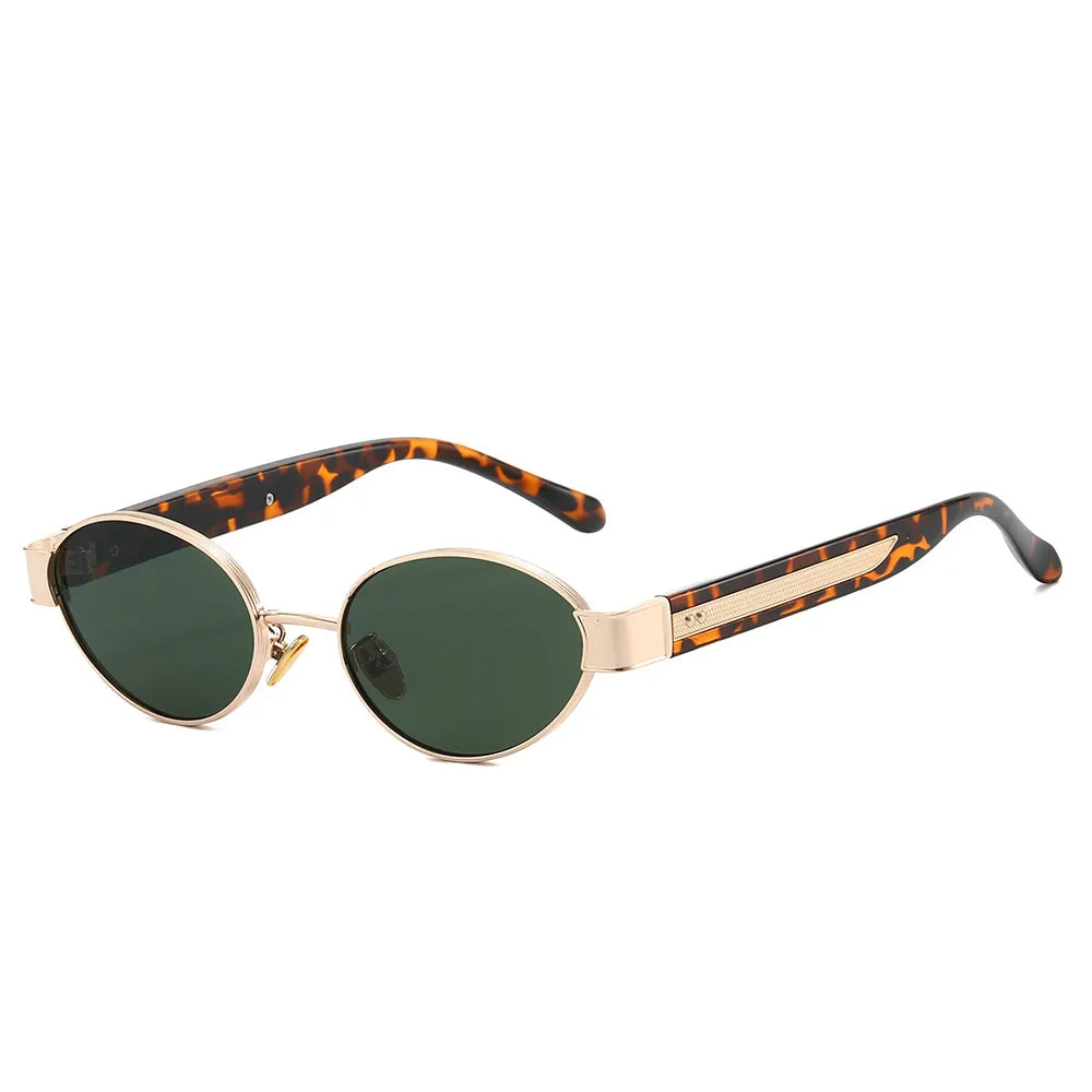 Retro Oval Metal Rivets Women Luxury Sunglasses Fashion Punk Shades UV400 Trending Men Gradient Sun Glasses