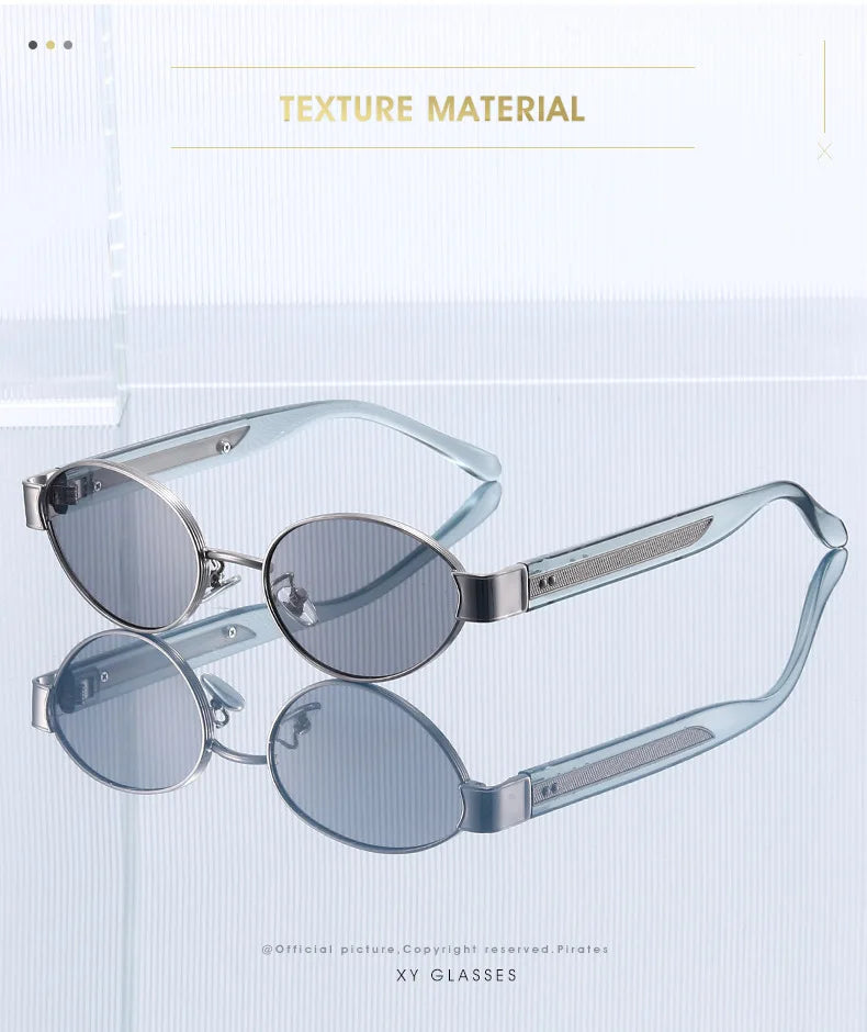 Retro Oval Metal Rivets Women Luxury Sunglasses Fashion Punk Shades UV400 Trending Men Gradient Sun Glasses