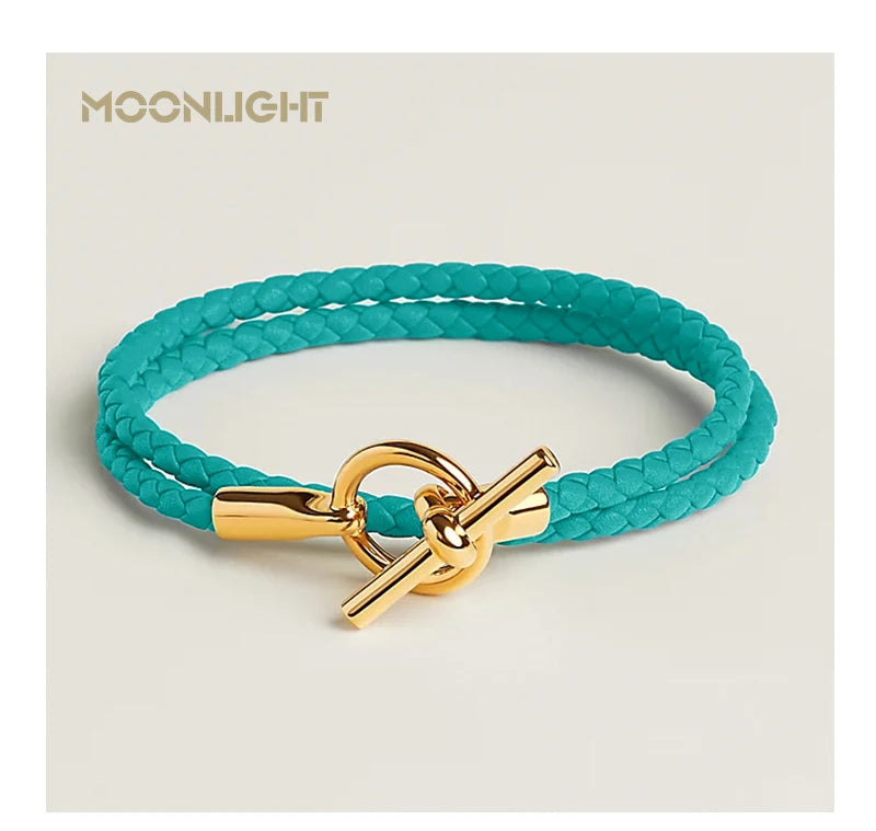 MOONLIGHT Classic Leather Doublelayer Bracelets for Woman High Quality Bracelet Fashion Couple Jewelry Gifts 11 Colors Wholesale