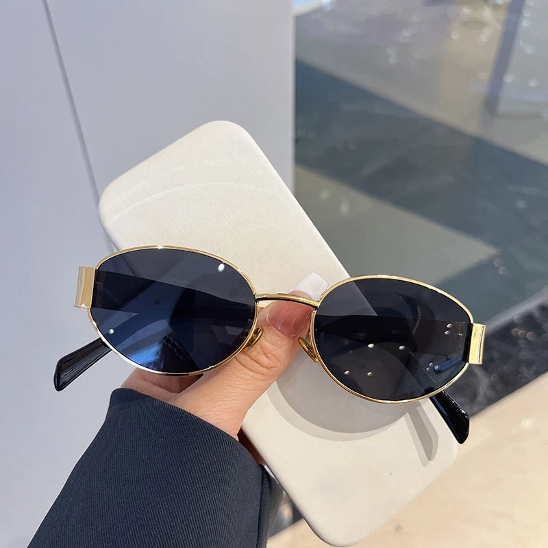 Fashion Oval Sunglasses Women Retro Trend Outdoor Metal Sun Glasses High Quality Classic Men Luxury Brand Eyewear UV400 Goggles