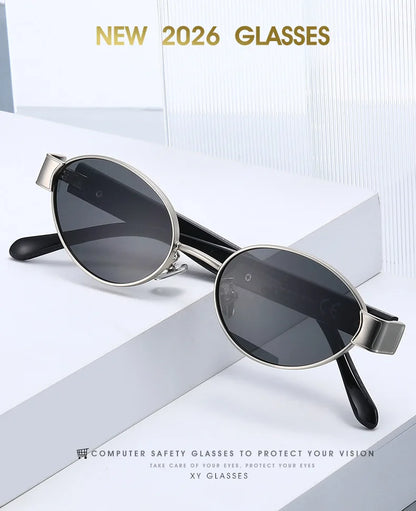 Retro Oval Metal Rivets Women Luxury Sunglasses Fashion Punk Shades UV400 Trending Men Gradient Sun Glasses