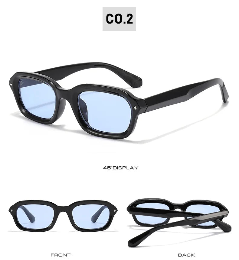 DGTQYQ Beach Sunglasses Man Summer Orange Sun Glasses UV400 Narrow Frame Square Punk Sunglasses Show lentes de sol hombre